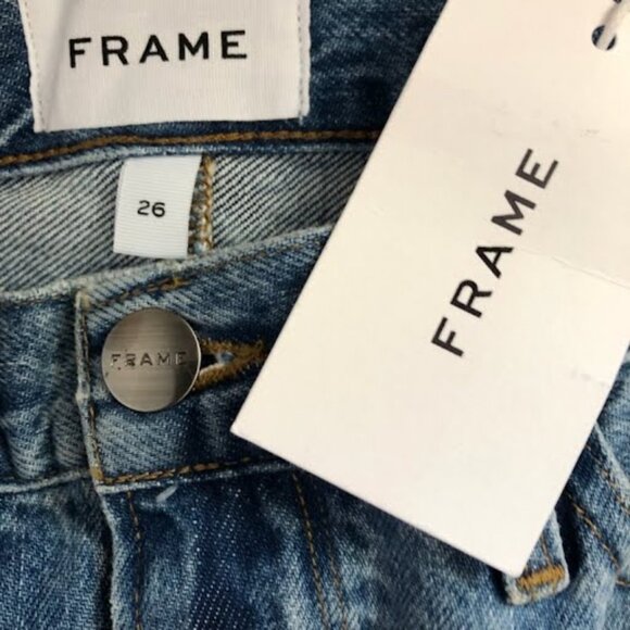 NWT FRAME Alameda Le Mini Jean Skirt Distressed Split Release Hem XS MSRP $195 - Picture 5 of 5